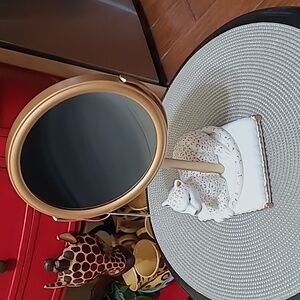 🐆C. WONDER Gold and White Leopard Vanity Mirror